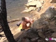 Redhead naked babe seduces a naked dude outdoor and fucks him for our cameras! 15/16