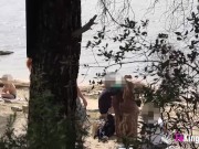Redhead naked babe seduces a naked dude outdoor and fucks him for our cameras! 4/16