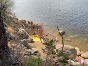 Redhead naked babe seduces a naked dude outdoor and fucks him for our cameras! 6/16