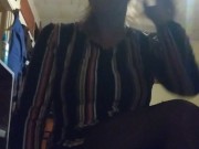 Natural blonde smoke's cigarette and bowls while jamming 2/16