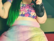 Volcano Virgin: Chubby Stoner Chick Drains Two Bags and Cums to the Rabbit (SUBTITLED) 4/16