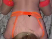 Amateur blonde teen wife practicing getting spit roasted by two cocks 4/16
