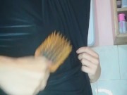 Egypt hijab girl wants to brush hair but fucks her creamy pussy with hair brush  2/16