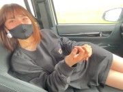 女子大生が彼シャツワンピースでノーパン買い物デート♡ホテルまで我慢できずにそのまま野外カーセックスで大量中出し♡RYO＆YUU♡素人カップル/パイパン/美少女/10代/野外露出/スタイル抜群/スマホ 16/16