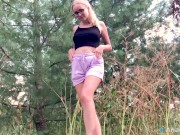 Hot Blonde Gets Naked In Public Park And Brings Creamy Pussy To Orgasm 1/16