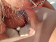 Coluld not resist giving him a nice blowjob outside on sunbed 3/16