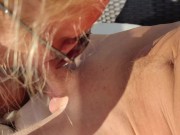 Coluld not resist giving him a nice blowjob outside on sunbed 4/16