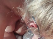 Coluld not resist giving him a nice blowjob outside on sunbed 5/16