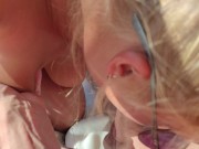 Coluld not resist giving him a nice blowjob outside on sunbed 7/16