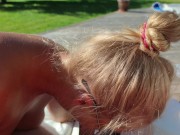 Coluld not resist giving him a nice blowjob outside on sunbed 9/16