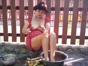 Vintage maid have no panties. Summertime heat. Potato FULL VIDEO 14/16