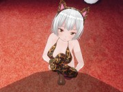 3D HENTAI Neko girl strokes your dick with her paws 6/16