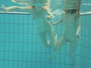 Enjoy them stripping sexy girlfriends Nastya and Libuse in the pool 12/16