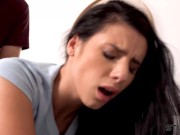 STUCK4K Horny guy fucks a lovely brunette cutie instead of helping her 13/16