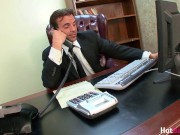 Hot Ashlyn Rae Milks Her Swinging Cock Boss! 1/16