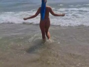 Cap d'Agde naked walk to the beach. BlowJob attempt :) 7/16