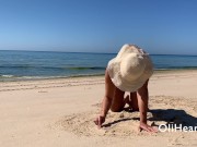 Hot Naked Teen teasing strangers at the beach 15/16