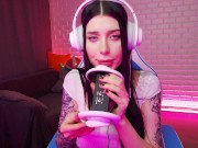 ORGASMIC ASMR GORGEOUS BABE LICKING AND SUCKING. HONEY HAZE 11/16