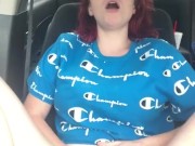 redhead makes herself cum in the car 15/16