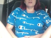 redhead makes herself cum in the car 2/16