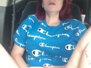 redhead makes herself cum in the car 7/16