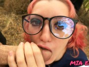 Cute  with glasses diligently gives blowjob and facial 5/16