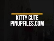 See Kitty Cute massive tits as she slides down her black bra 2/16