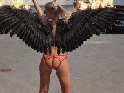 Devil's walk in Cap d'Agde. Blowjob on the street, broad daylight