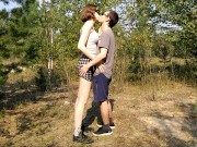  lets herself be fucked by short guy in the woods