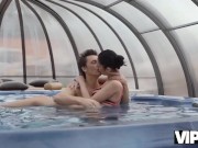 VIP4K. Old guy tenderly fucks sexy brunette after relax in the jacuzzi 3/16