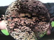 Lady Amber gives her pantyhose slave a fisting blowjob 16/16