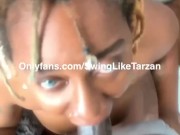 Ebony Slut DeepThroats BBC & Takes Cumshot on FaceTime 1/16