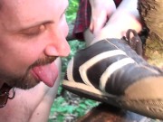 slave joschi have to clean morganas dirty gum shoes outdoor 14/16