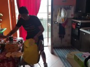 After shopping, he puts her on sheep 4/16