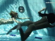 Lesbians Silvie and Zhanetta swimming underwater 15/16