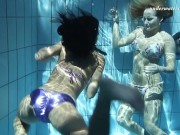 Lesbians Silvie and Zhanetta swimming underwater 5/16