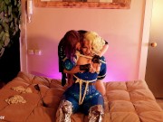 Kinky Lesbian BDSM Roleplay: Dominant Rubber Mistress doing rope bondage to hot blonde Arya Grander 16/16