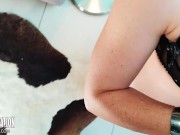 Jerking him off in black lingerie 3/16