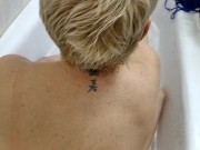 Mature cocksucker in bathroom! Sweet & wild moans with a dick in mouth and rubbing sperm on her tits 11/16