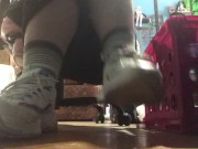 Sexy School Girl Ignores You While She Studies with cute Sneakers 1/16