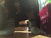 Sexy School Girl Ignores You While She Studies with cute Sneakers 12/16