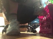 Sexy School Girl Ignores You While She Studies with cute Sneakers 4/16