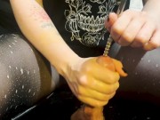 Fay has fun sounding a cock on a FLOOR GLORY HOLE! Huge cumshot 15/16