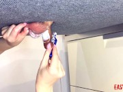 Mistress shaves her slave's balls on the milking board EasyCBTGirl 6/16