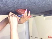 Mistress shaves her slave's balls on the milking board EasyCBTGirl 9/16