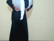 Busty chechen girl in hijab gets fun and bursts a balloons with high heels 2/16