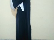 Busty chechen girl in hijab gets fun and bursts a balloons with high heels 4/16