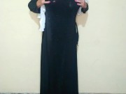 Busty chechen girl in hijab gets fun and bursts a balloons with high heels 5/16