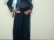 Busty chechen girl in hijab gets fun and bursts a balloons with high heels 6/16