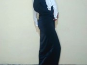 Busty chechen girl in hijab gets fun and bursts a balloons with high heels 9/16